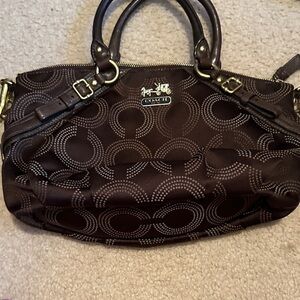 Coach Dark Brown Patterned Satchel